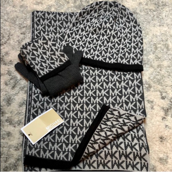Michael Kors Accessories - Michael Kors monogram knit scarf and hat set